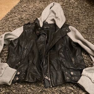 Sweatshirt leather jacket